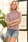 ADORA Fuzzy Mock Neck Short Sleeve Sweater