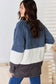 Culture Code Faux Fur Color Block V-Neck Sweater